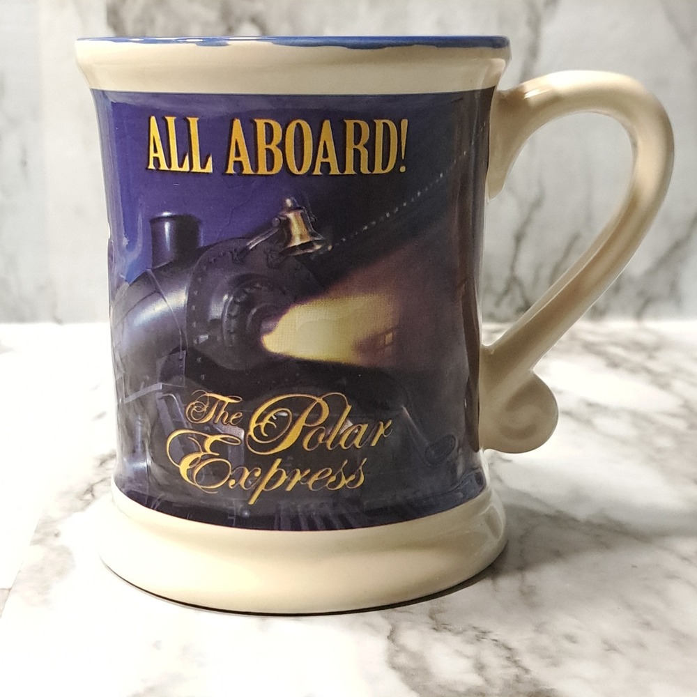 Warner Bros. All Aboard The Polar Express 3D Coffee, Tea Mug Blue & Ivory‎